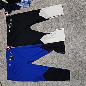 Brand new lot of 2 Fila capris size large blue and black & white and black